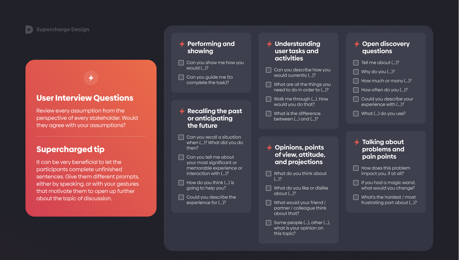 User interview cheatsheet