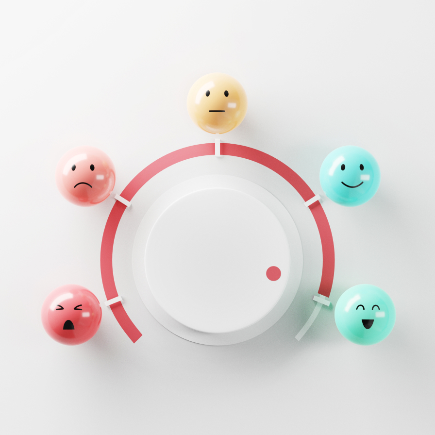 Wheel with emojis that represents user satisfaction