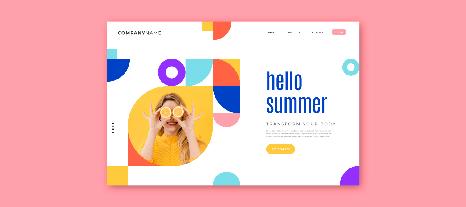 A simple website with few colorful decorative elements