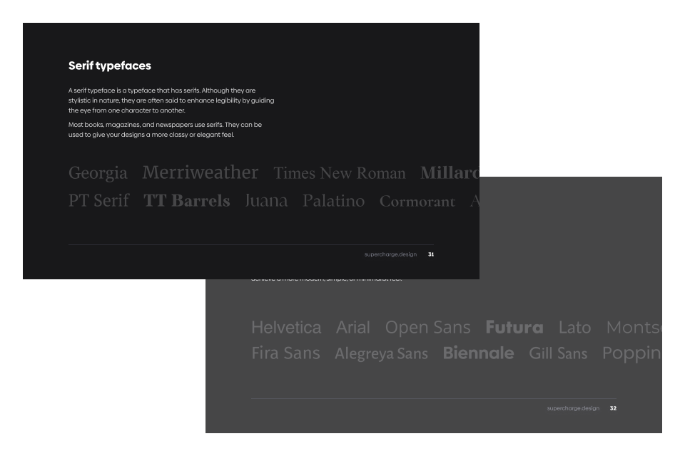 Slide with Serif Typefaces examples