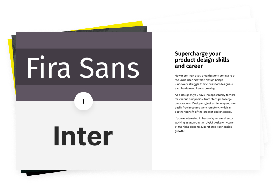 Fira Sans and Inter font pairing example