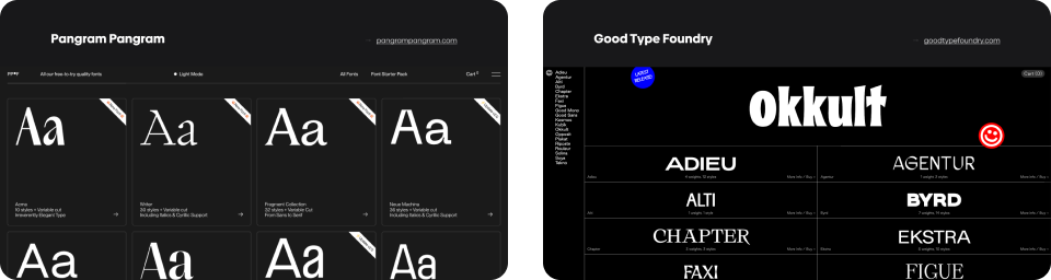 Example of two files from the Superior Type Foundries File.